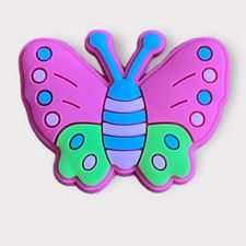 Pink and Green Butterfly Croc Charm