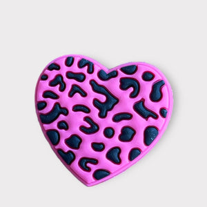 Pink Leopard Heart Croc Charm