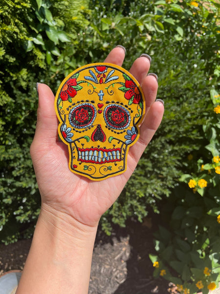 Large Sugar Skull Iron on Patch | 3 Colors