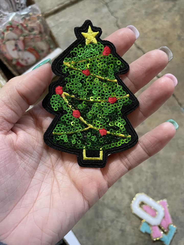 Sequin Christmas Tree Iron on patch