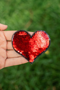 Reversible Sequin Heart Iron on Patch