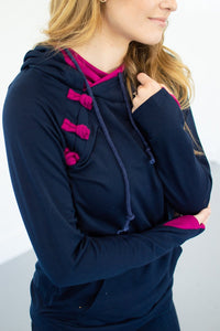 Navy and Magenta Accented Hoodie