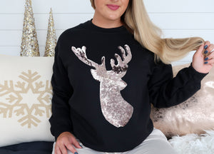 Sequin Reindeer Crewneck Sweatshirt